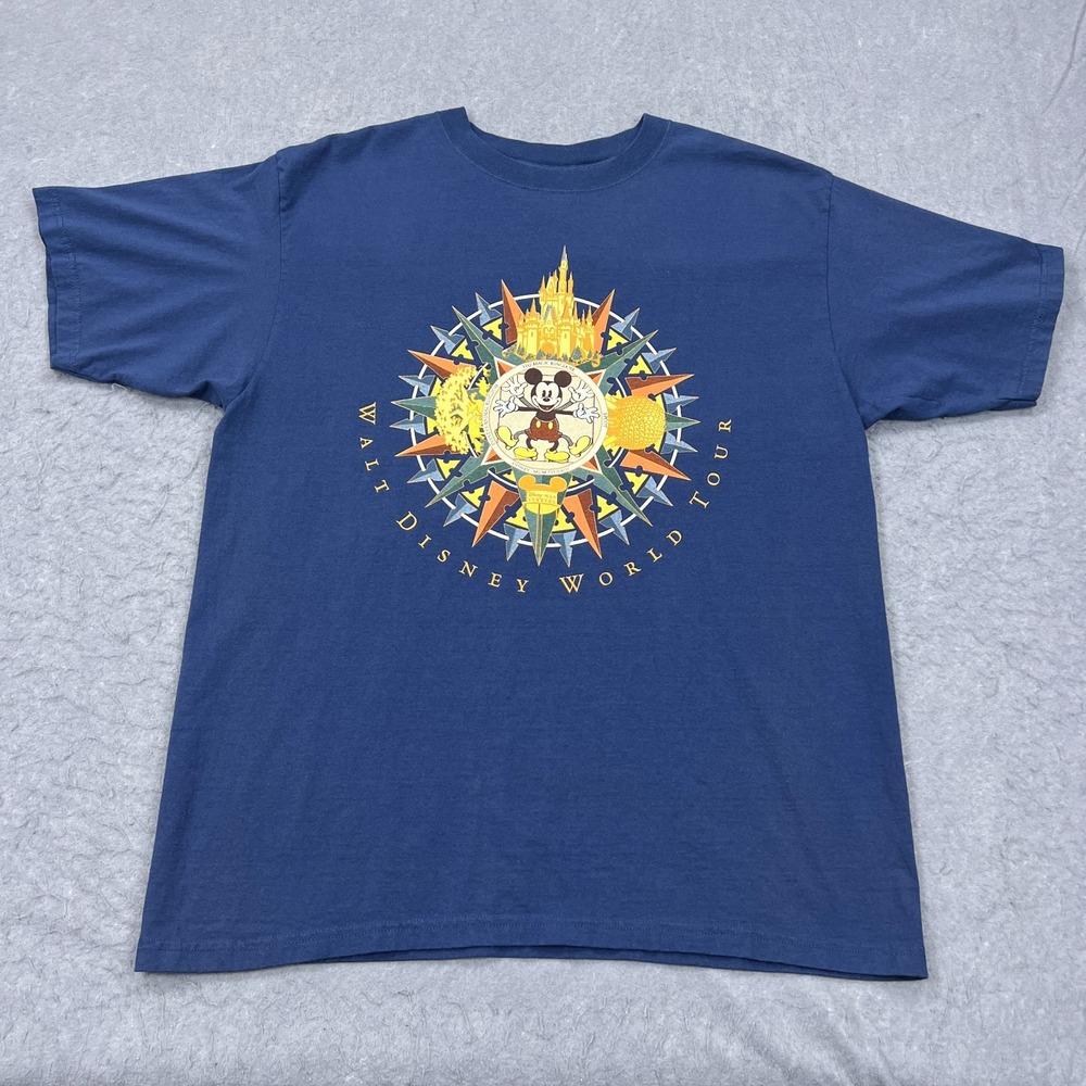 VTG Disney World Shirt Men's XL Blue Tour Four Mickey‎ Mouse Castle Tee USA Made